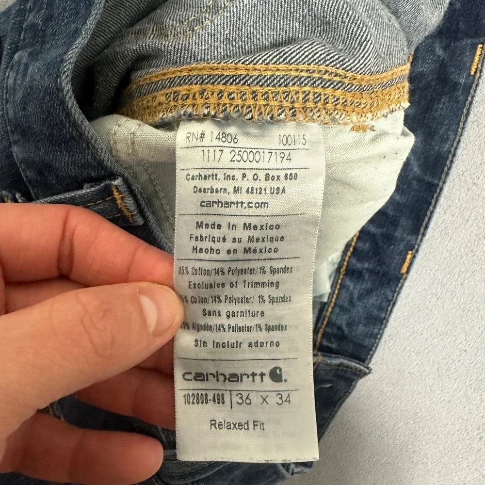 Carhartt Relaxed Fit Straight Leg Jeans Dark Wash Blue 102808-498 Men Size 36x33